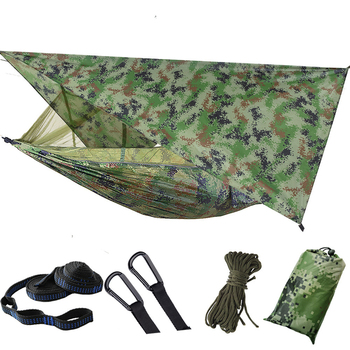 Camping Hammock Set With Storage Bag Mosquito Net Hiking Tent Quick Open Canopy Awning Automatic Waterproof Outdoor Portable